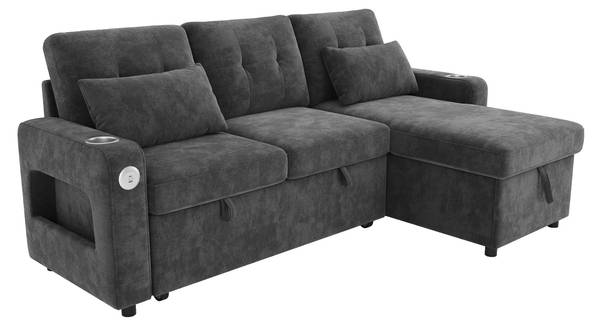 Schlafsofa ChenilLade Ⅲ Grau - Chenille - 131 x 85 x 206 cm