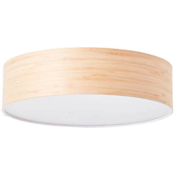 dimmbare Deckenlampe im Nature Stil, Ø Weiß - Holz teilmassiv - 38 x 10 x 38 cm