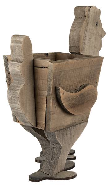 Bloempot Kip Sitisi bruin - plaatmateriaal op houtbasis - 18 x 40 x 35 cm