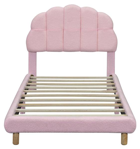Kinderbett, niedliches Kopfteil-O1112 Pink - Massivholz - 102 x 65 x 215 cm