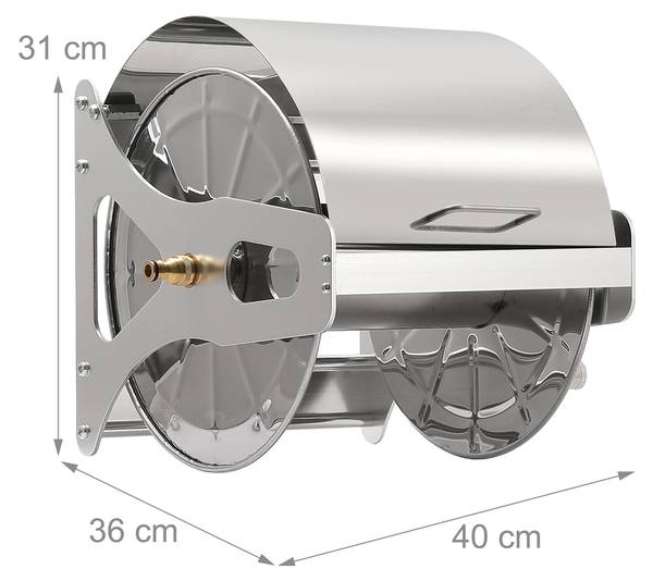 Schlauchtrommel Edelstahl Gold - Silber - Aluminium - Kupfer - 40 x 31 x 36 cm