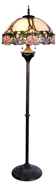 Tiffany Vloerlamp Garrett roze - glas - 50 x 164 x 50 cm
