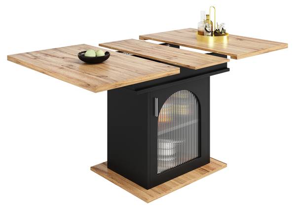 Esstisch Chocas BK GL Schwarz - Holzwerkstoff - Glas