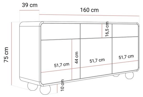 Kommode OLIVIO KSZ160 Beige - Holzwerkstoff - 160 x 75 x 39 cm