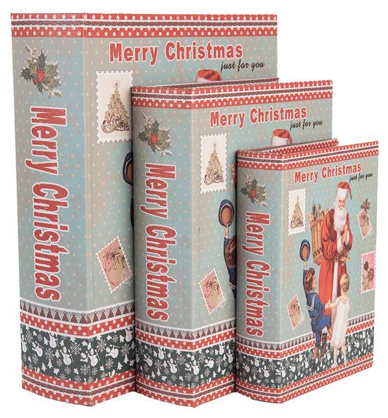 Aufbewahrungsbox Bücher Nathalie 3er Set Blau - Holzwerkstoff - 22 x 7 x 27 cm