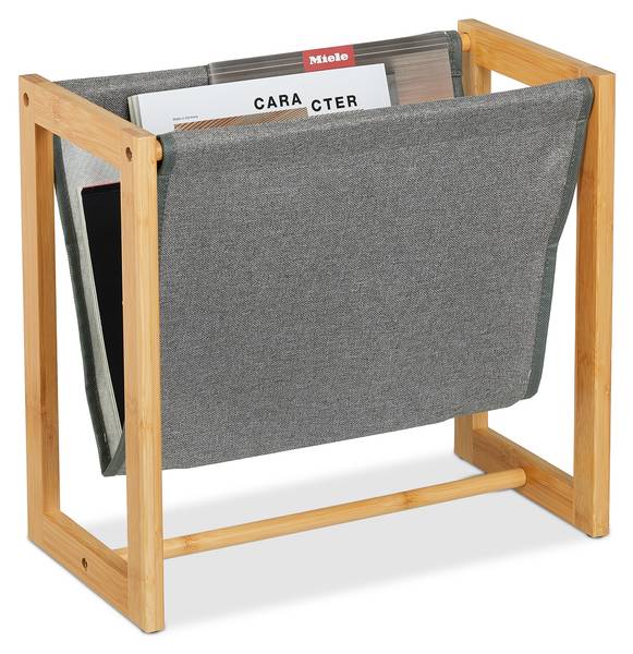 Porte-documents en bambou et polyester Marron - Gris - Polyester - 40 x 37 x 21 cm