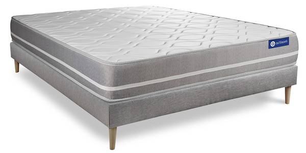 Bettgestell und Matratze Actiflex touch Grau - Massivholz - 160 x 49 x 195 cm