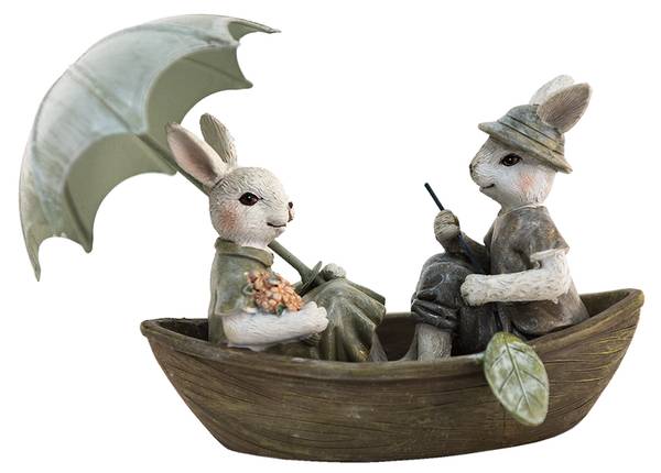 Figur Kaninchen DekoEaster-Jace Grün - Kunststoff - 10 x 12 x 14 cm