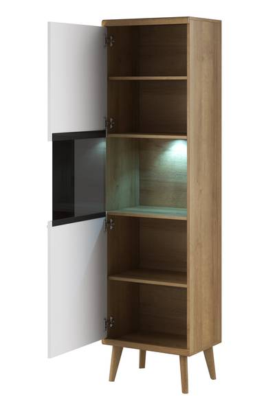 Vitrinenschrank PRIMO PWT50 LED Beige - Weiß - ABS - Melamin - 50 x 197 x 40 cm