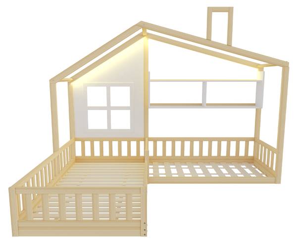 Kinderbett HomeyGLOW Ⅰ Braun - Holzwerkstoff - 205 x 174 x 242 cm