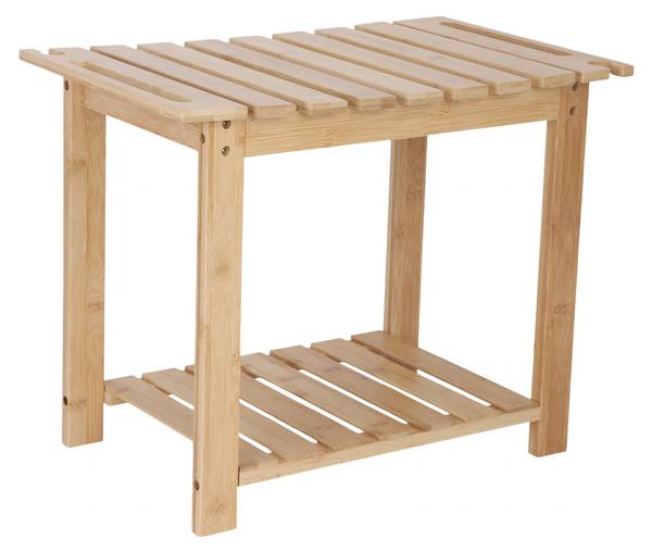 Badhocker aus Bambus mit Ablage Braun - Holzverbundwerkstoff - 53 x 42 x 33 cm
