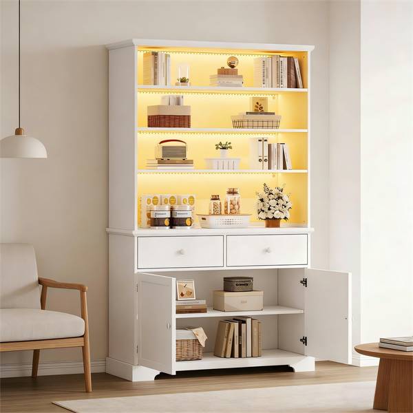 Armoire Haute Ourea Ⅲ Blanc - Bois manufacturé - 38 x 170 x 100 cm