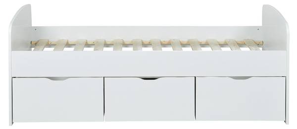 Set Bett + Matratze LOUANE Weiß - Holz teilmassiv - 193 x 75 x 95 cm