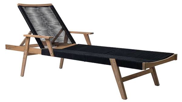 Gartenliege BALI ROPE Braun - Grau - Polyester - Akazie - 60 x 35 x 200 cm