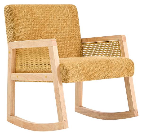 Schaukelstuhl BORGO Gelb - Massivholz - 59 x 76 x 67 cm