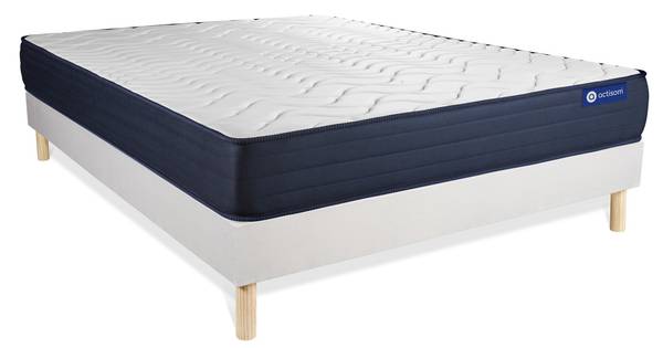 Bettgestell und Matratze Actimemo life Weiß - Massivholz - 130 x 51 x 210 cm