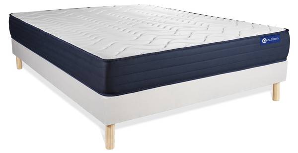 Bettgestell und Matratze Actilatex life Weiß - Massivholz - 130 x 51 x 220 cm