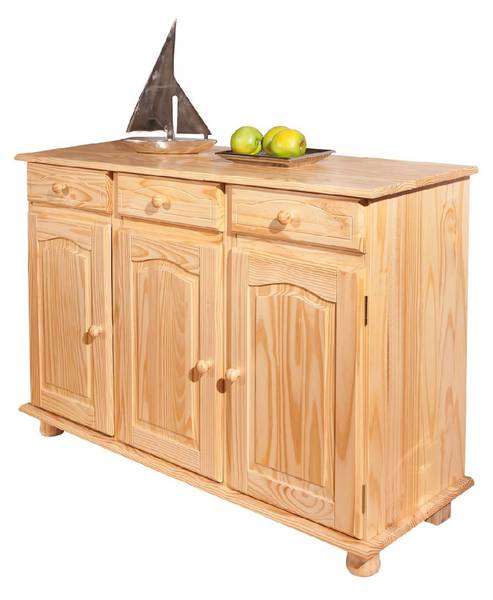 Sideboard mit drei Türen und drei Braun - Massivholz - 43 x 87 x 130 cm
