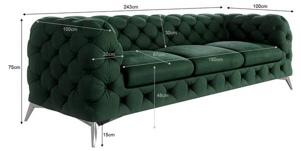 Chesterfield 3 zitsbank Kalina Kopen Home24