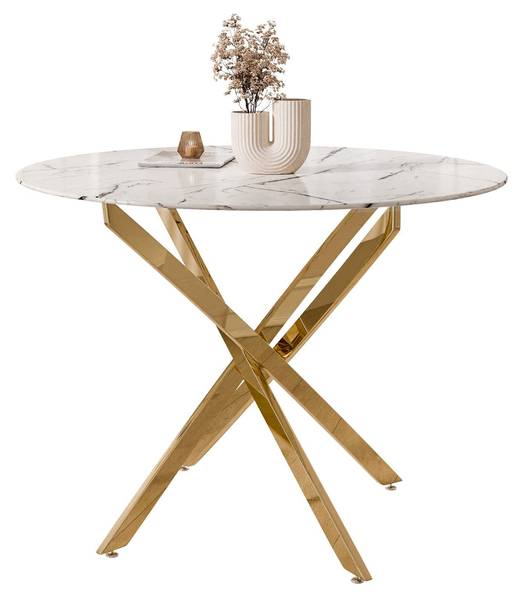 Tisch CRISTAL II 100 Runder Marmor Weiß Dekor