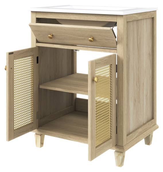 Badezimmerschrank RATT283 Ⅲ Braun - Holzwerkstoff - 47 x 87 x 61 cm