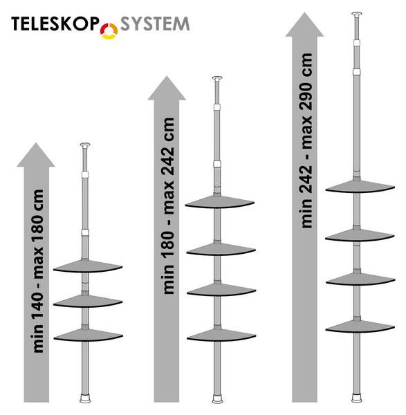 Teleskopwandeckregal 60086 Weiß