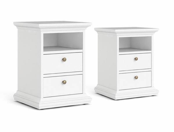 Nachttisch Venedig Weiß - Holz teilmassiv - 44 x 59 x 40 cm