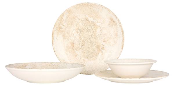 Geschirrset Nacrous 24 tlg Beige - Porzellan - Höhe: 2 cm