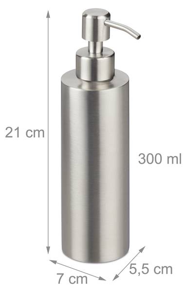 Zeeppompje rvs 300 ml zilver - metaal - kunststof - 6 x 21 x 7 cm