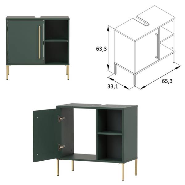 Badmöbel-Set KELLA-80-43 3er-Set Grün