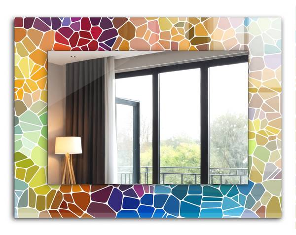 Wandspiegel Buntes abstraktes Mosaik Höhe: 80 cm