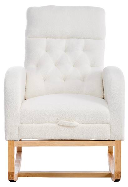 Schommelstoel Mercury Ⅰ wit - metaal - massief hout - textiel - 123 x 102 x 66 cm