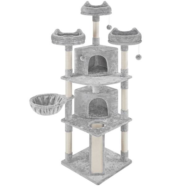 Kratzbaum ARB61 Grau - Holzwerkstoff - 56 x 193 x 56 cm