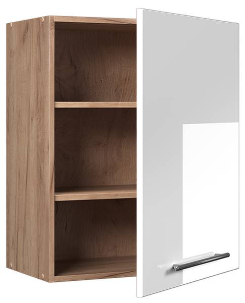 Hangkast Fame-Line 62858 hoogglans wit - eikenhouten look