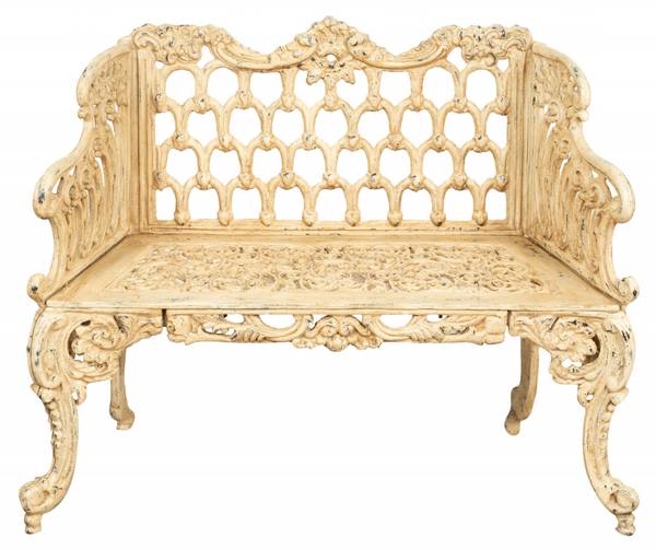 Banc de jardin OPERA Blanc - Fonte - 48 x 89 x 112 cm