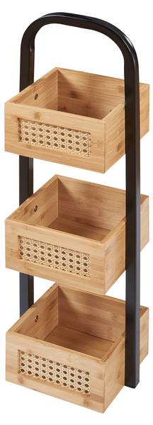 Étagère de salle de bain Tervola Beige - Noir - Bambou - Bois manufacturé - Métal - Matière plastique - 23 x 73 x 19 cm