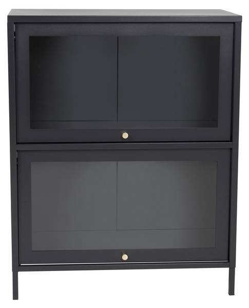 Vitrinenschrank BAKAL SC80 2D Schwarz - Aluminium - 80 x 100 x 40 cm