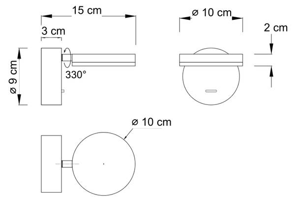 Wandleuchte Kechia Schwarz - Metall - 10 x 9 x 15 cm