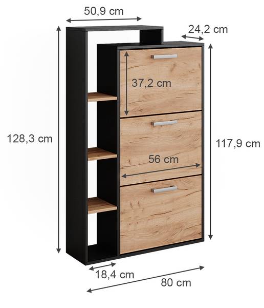 Urban Living Schoenenrek - grijs - 8x schoenen - kunststof -50x19x66cm