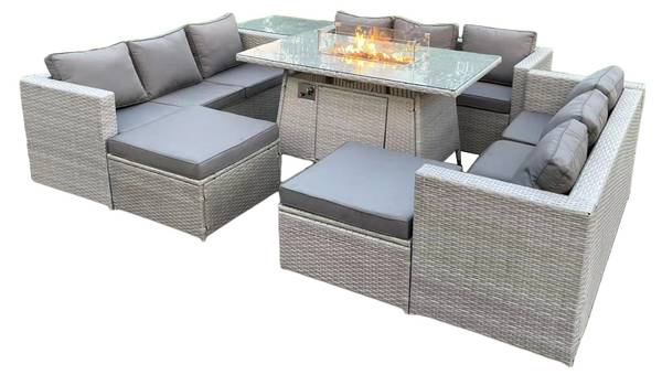 Gartenlounge Sofa Set K(7er-Set) Grau - Webstoff