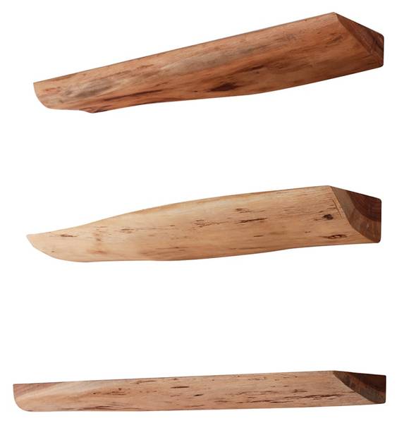 Wandregal FERHA 3er Set Braun - Massivholz - 60 x 4 x 13 cm