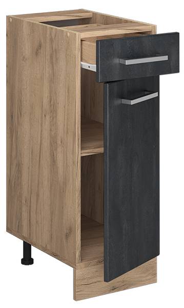 Keukenonderkast R-Line 47544 zwart - zandkleurige eikenhouten look