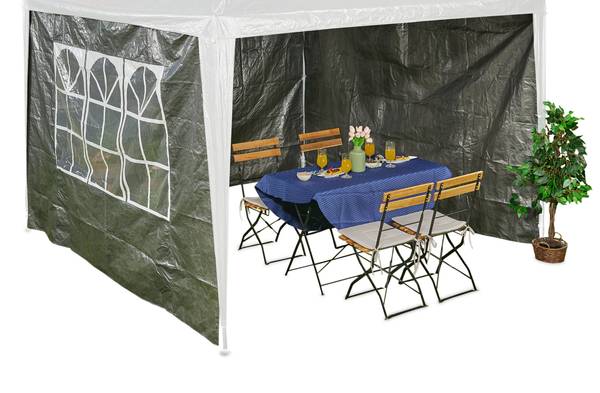 Zijwanden partytent 2x3 m set van 3 grijs - wit - kunststof - 300 x 200 x 1 cm