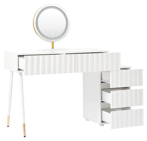 Kaptafel Spiegel WaveGLOW Ⅳ wit - plaatmateriaal op houtbasis - 100 x 127 x 40 cm