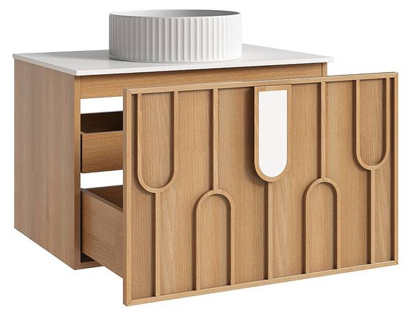 Einzelwaschtisch MERKAN Braun - Holz teilmassiv - 75 x 49 x 50 cm