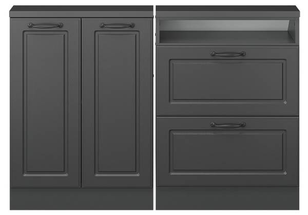 Dachschrägenschrank-Set Rion 55949 Anthrazit - Eiche Landhaus Dekor - Breite: 120 cm