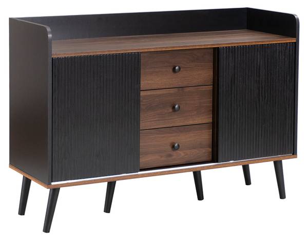 Sideboard Vekaid BK Schwarz - Holzwerkstoff - Metall - 40 x 80 x 118 cm
