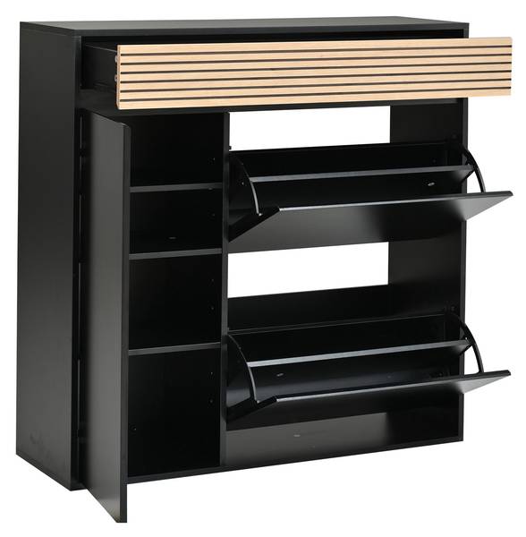 Schuhschrank Philotes Ⅰ Schwarz - Braun - Holzwerkstoff - 100 x 105 x 35 cm