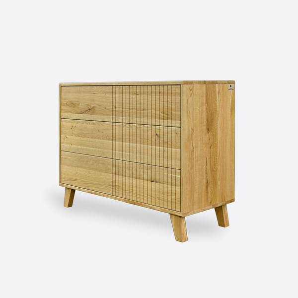 Eichen Kommode mit 3 Schubladen NESS Braun - Eiche - 120 x 90 x 45 cm