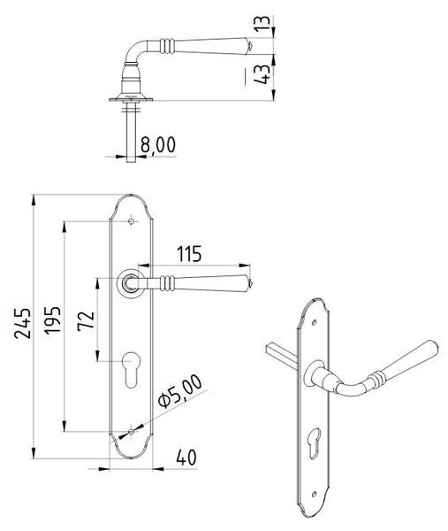 Deurgreep DEVON goud